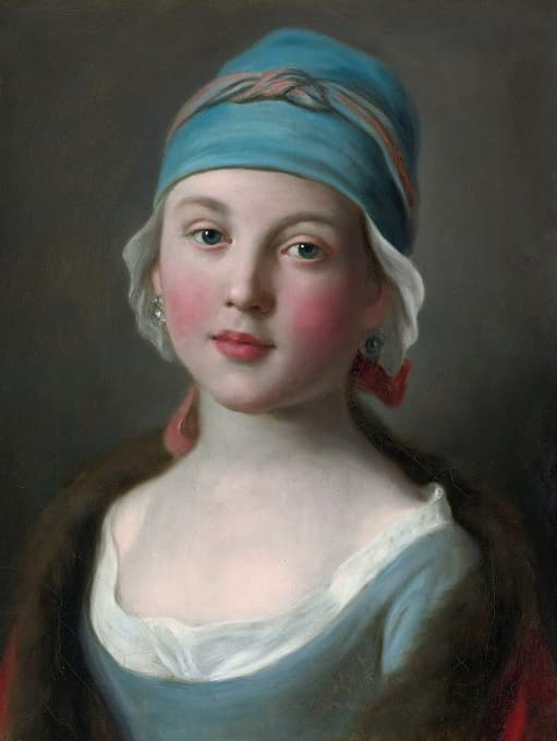 Pietro Rotari - Portrait Of A Russian Girl In A Blue Dress