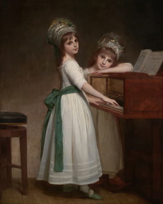 第一男爵爱德华·瑟洛的女儿玛丽亚和凯瑟琳的画像