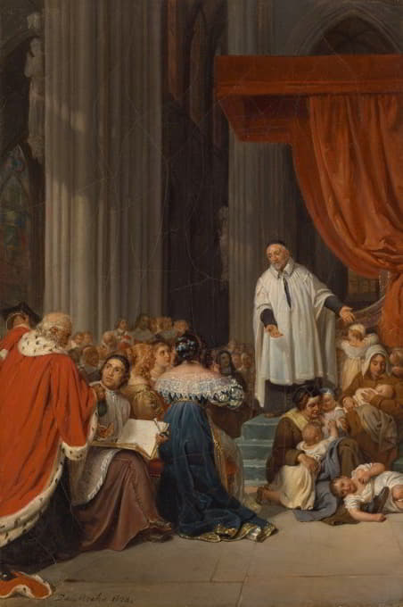 圣文森特德·保罗代表被遗弃的儿童向路易十三法庭布道