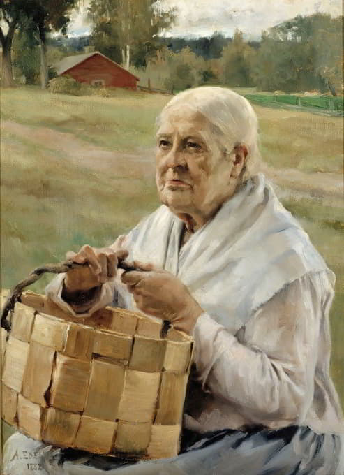 Albert Edelfelt - Old Woman With A Chip Basket