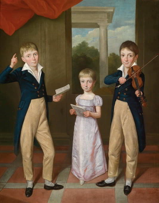 Antoine-Jean Gros - Three Children in a House Concert