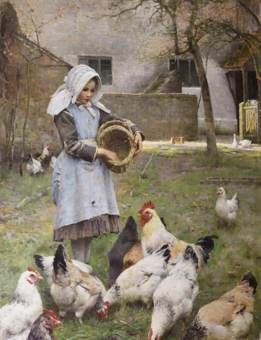 Walter Frederick Osborne - Feeding The Chickens