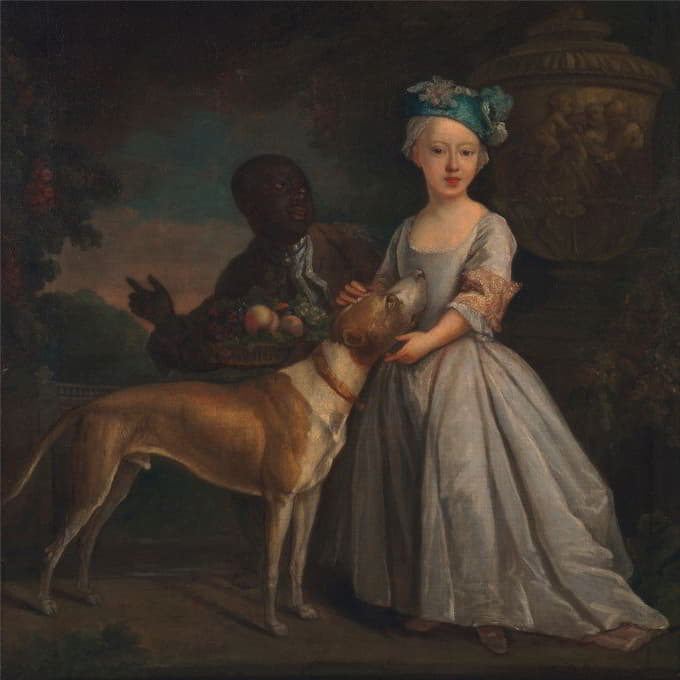 Bartholomew Dandridge - A Young Girl with a Dog and a Page
