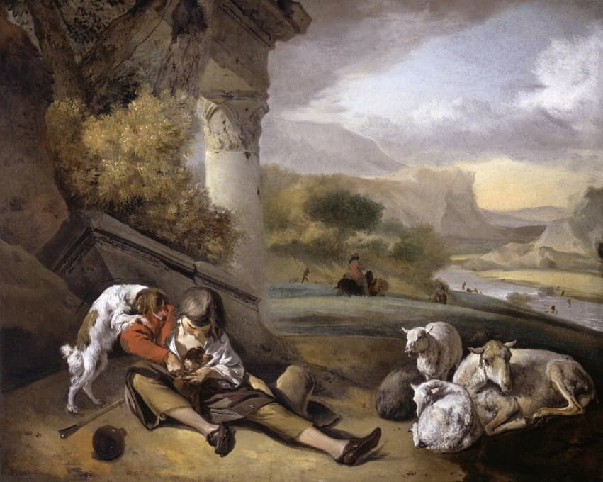 Jan Weenix - Landscape with Shepherd Boy
