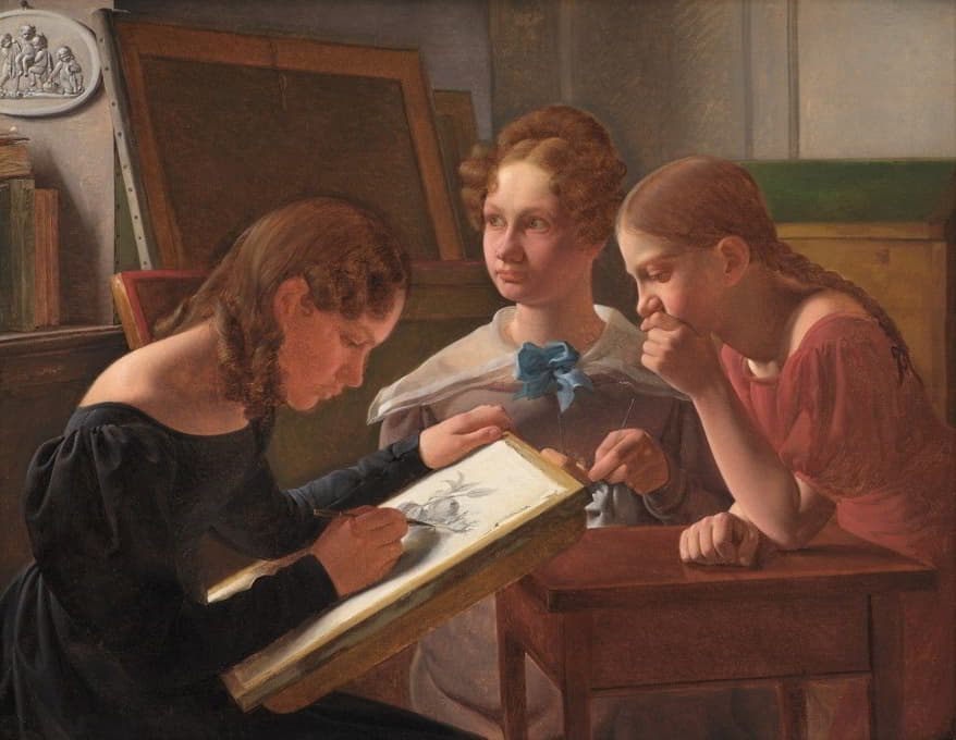三个年轻女孩。艺术家的姐妹们：阿尔维德、艾达和亨丽特
