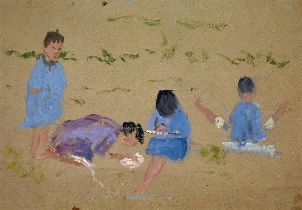 Ernst Schiess - Children Barefoot in the Green