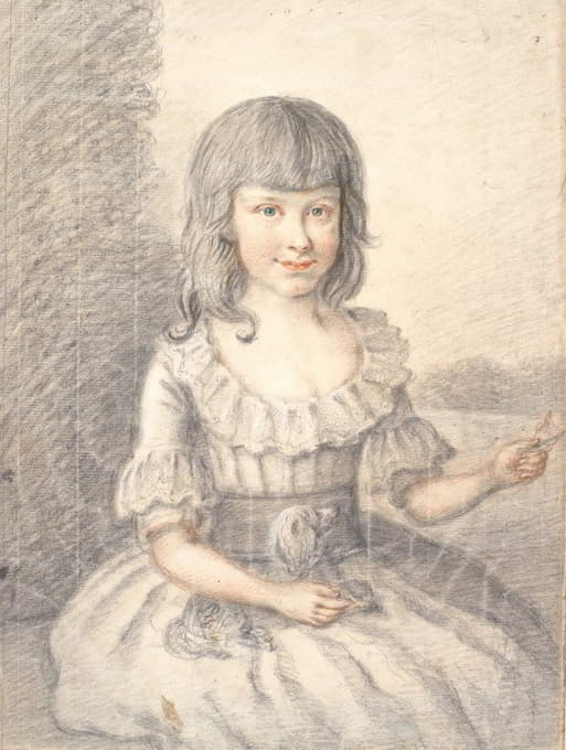 Jens Juel - Portræt af en lille pige med en hund