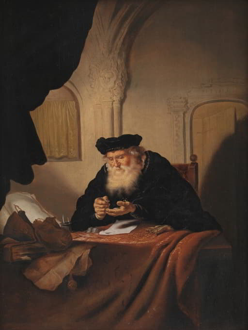 Salomon Koninck - An Old Man Counting his Money