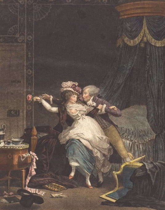 Bonnemain (family member) after Philibert-Louis Debucourt - La Rose Mal Defendue (The Poorly Defended Rose)