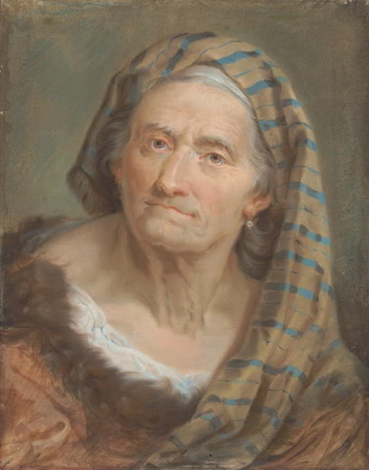 Giuseppe Nogari - An Elderly Woman In A Striped Shawl