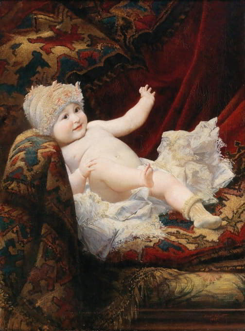 Ernst Klimt - Portrait of a baby with lace bonnet