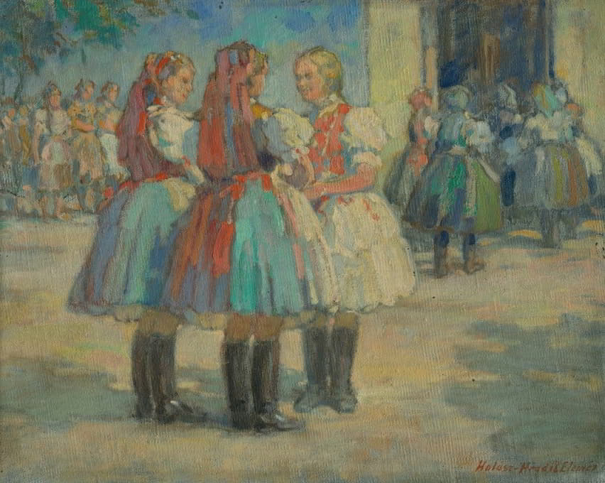 Elemír Halász-Hradil - Girls in traditional costume