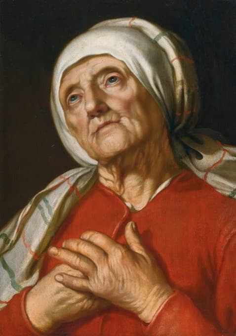 Follower of Abraham Bloemaert - Portrait Of A Woman Praying