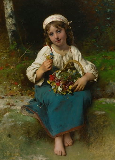 Léon-Jean-Basile Perrault - Young girl with a basket of flowers