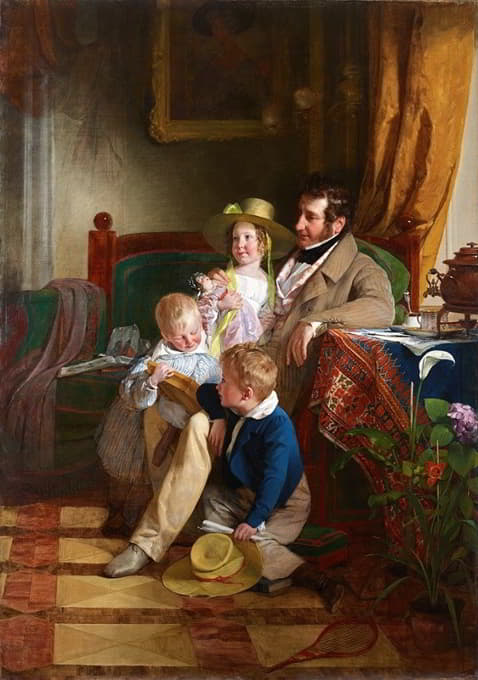 鲁道夫·冯·阿瑟伯和他的孩子鲁道夫、埃米莉和古斯塔夫