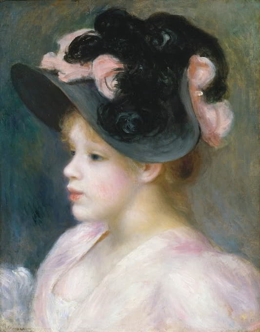 戴粉红色和黑色帽子的年轻女孩