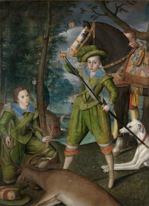 威尔士亲王亨利·弗雷德里克（1594-1612）和约翰·哈林顿爵士（1592-1614）在狩猎场