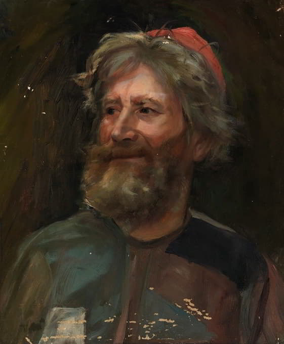 Torsten Wasastjerna - Old Man Wearing a Red Cap, sketch for the painting Fairy Tale Princess