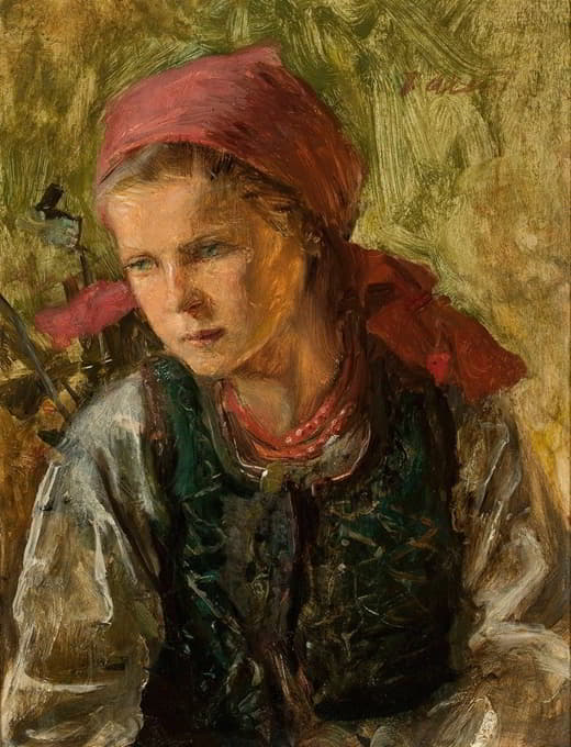 Teodor Axentowicz - Peasant girl in a scarf