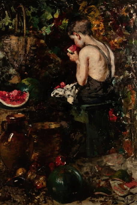 Vincenzo Irolli - A Young Boy Eating A Watermelon