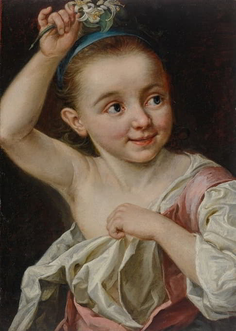 Johann Nikolaus Grooth - Young girl holding a flower