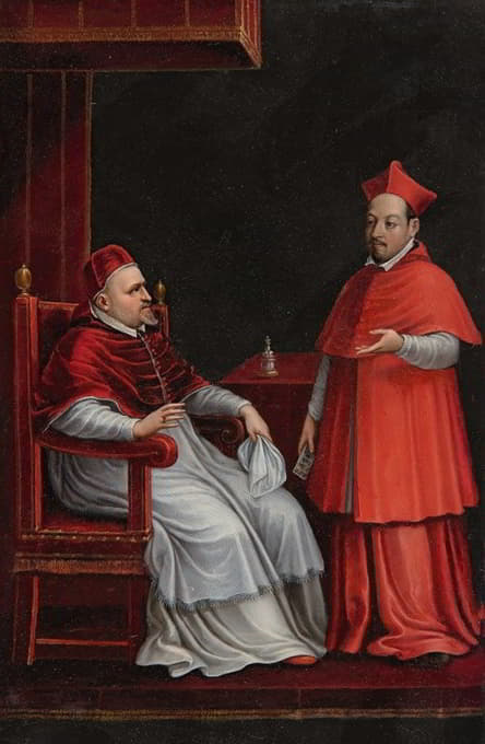 教皇保罗五世和他的侄子希皮奥内·博格塞坐在一起