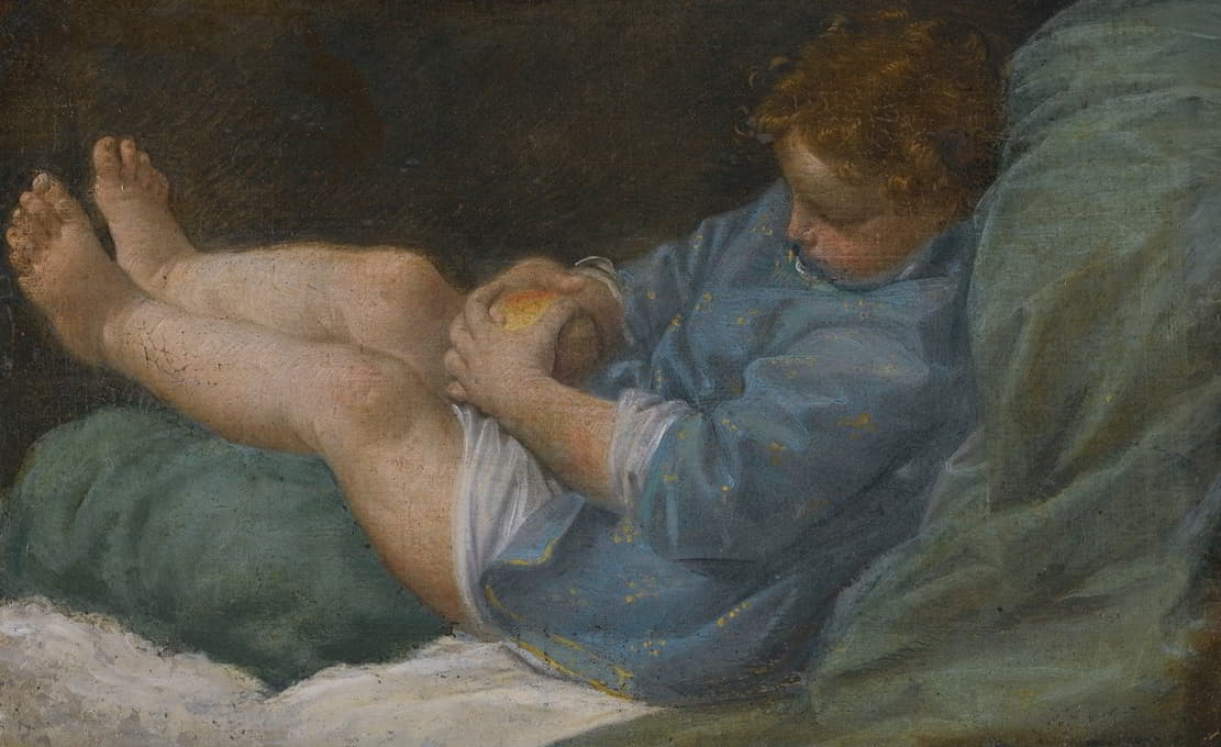 Donato Creti - A Sleeping Boy Holding An Apple