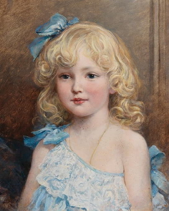 Heywood Hardy - Portrait of a girl in a blue dress