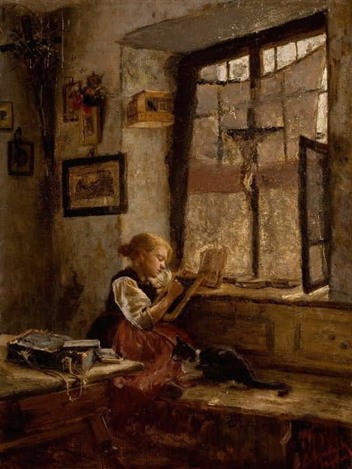 Herman Hartwich - Girl with Cat
