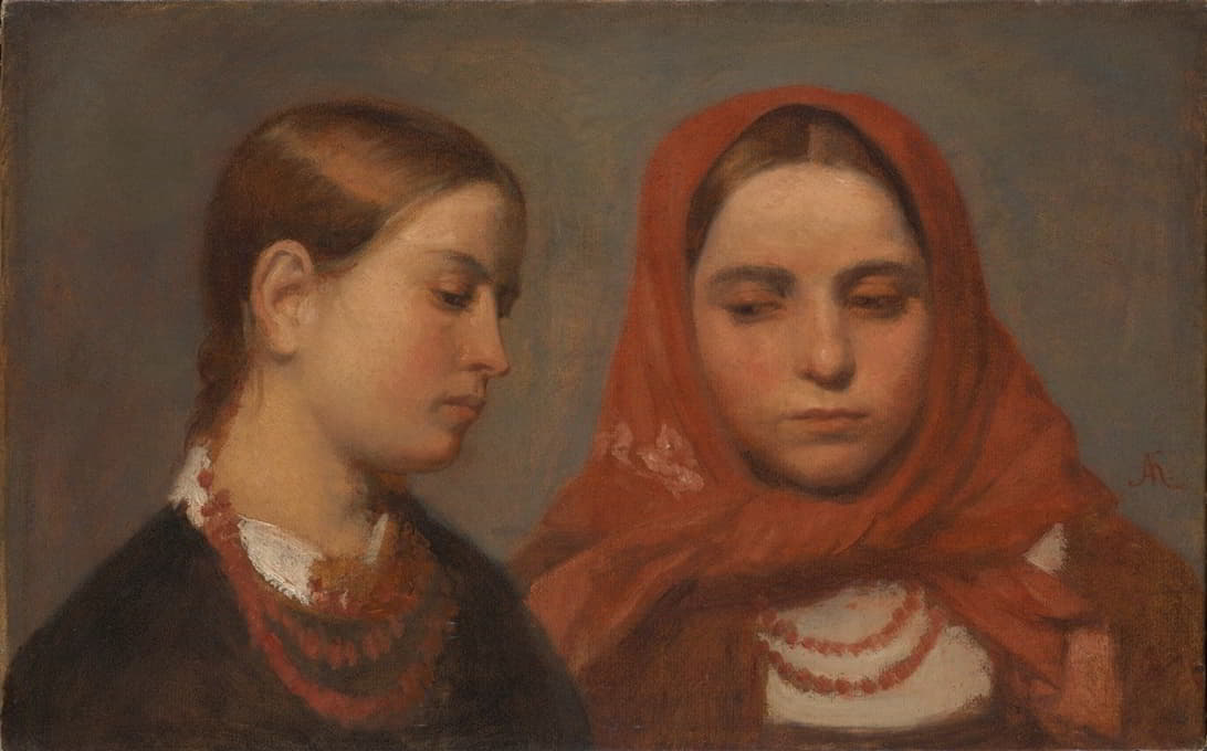 Aleksander Kotsis - Heads of Two Young Girls