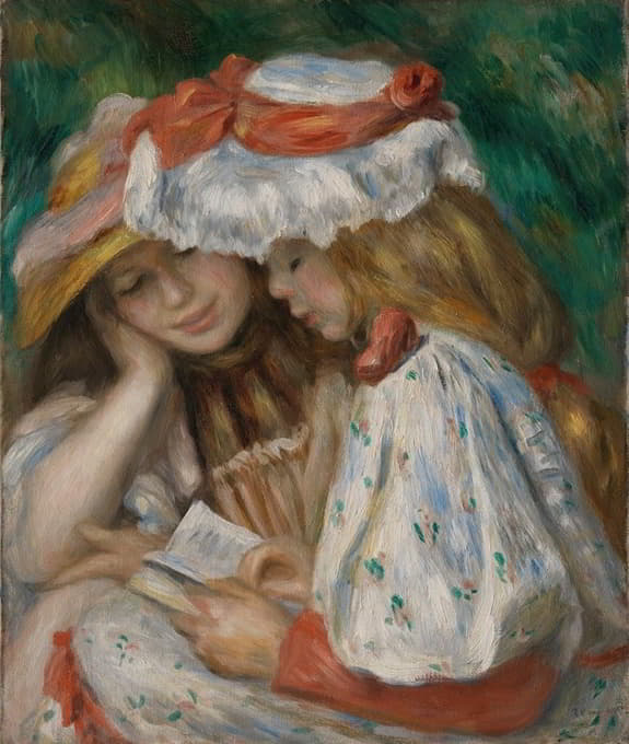 两个女孩在读书