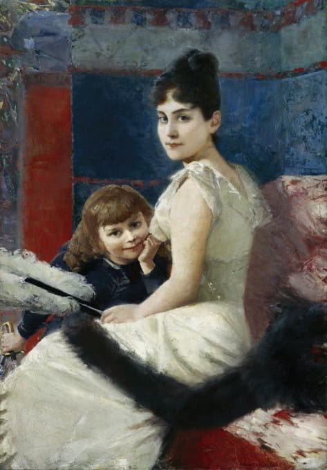 Albert von Keller - Irene von Keller with son Balthasar