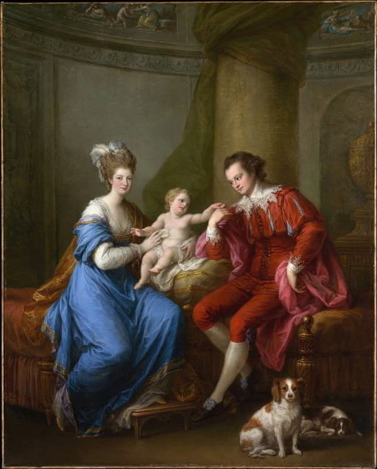 德比第十二伯爵爱德华·史密斯·斯坦利和他的第一任妻子伊丽莎白·汉密尔顿夫人以及他们的儿子爱德华·史密斯·斯坦利