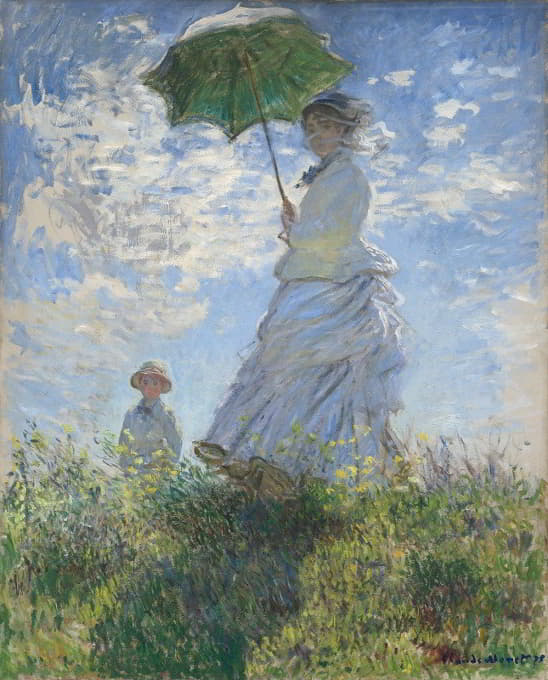 撑着阳伞的女人——莫奈夫人和她的儿子