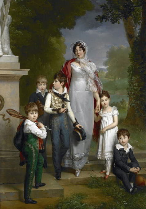 路易丝·安托瓦内特·斯科拉斯蒂克·盖内乌克（Louise Antoinette Scholastique Guéhéneuc）和她的孩子们的肖像