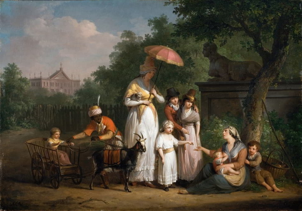 Mattheus Ignatius van Bree - A Noble Family Distributing Alms in a Park