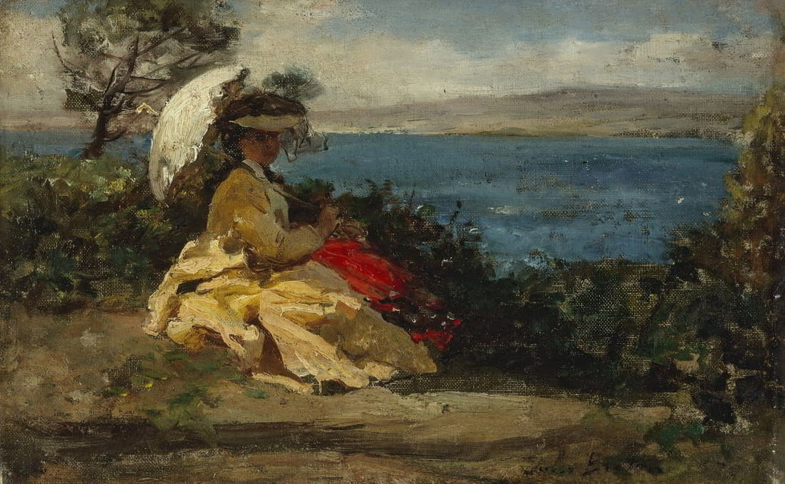 Jules Breton - Femme à l’ombrelle, baie de Douarnenez