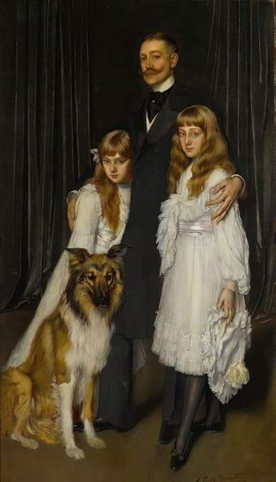 德尔索拉大使及其子女的肖像
