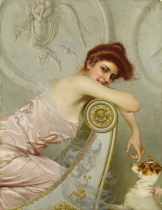 Vittorio Matteo Corcos - Young lady with puppy
