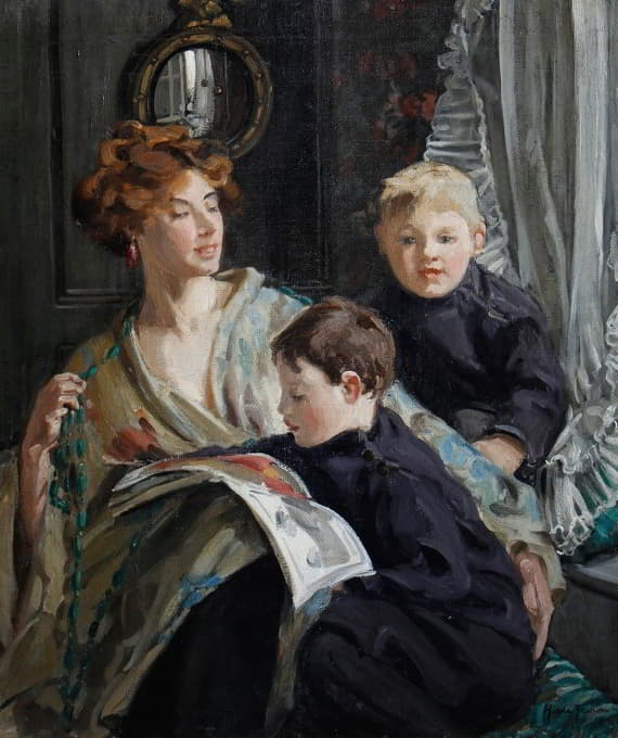 一位母亲和她的两个儿子的肖像
