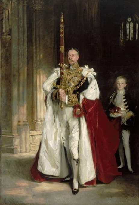 查尔斯·斯图尔特，伦敦德里第六侯爵，在加冕礼上手持国剑…