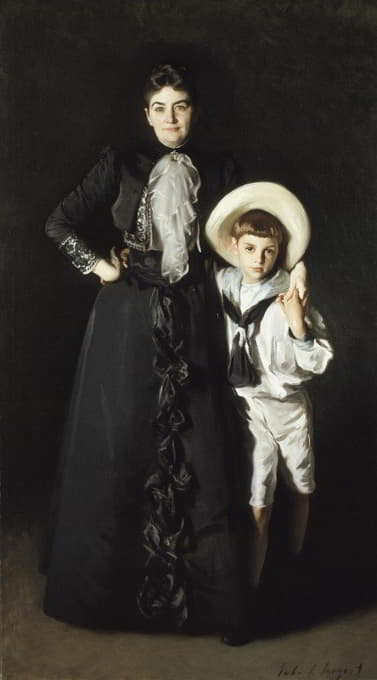 爱德华·戴维斯夫人和她的儿子利文斯顿·戴维斯的肖像
