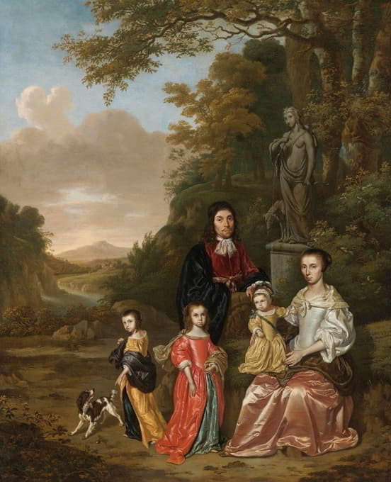 Jan Le Ducq - A Group Portrait Of The Loth Family In A Landscape