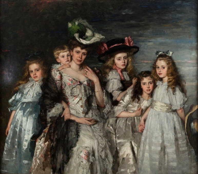 A.G.M.van Ogtrop Hanlo夫人（1871-1944）及其五个孩子的肖像
