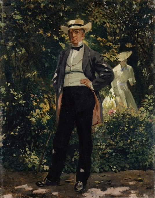 花园中的美国国务卿威廉·H·苏厄德画像