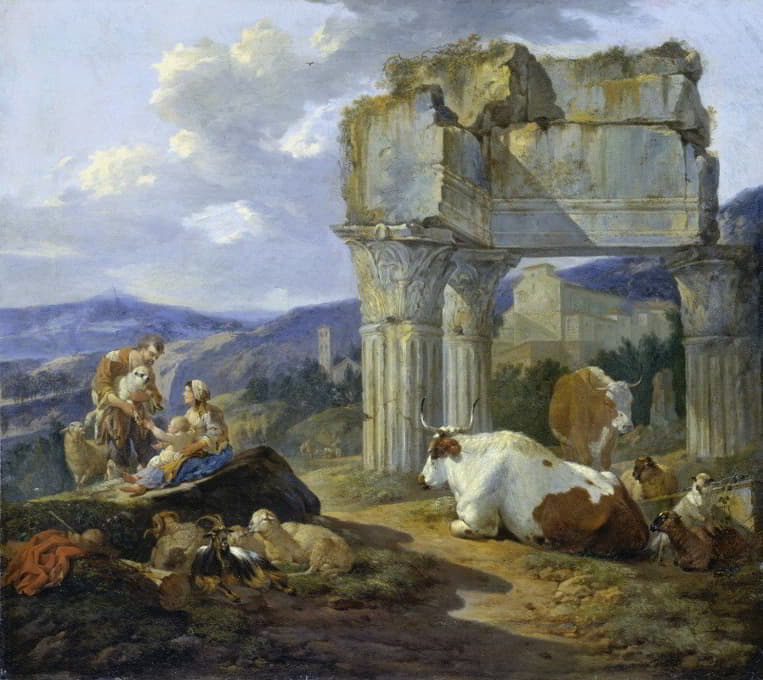 罗马牧羊人的家庭和他们的羊群