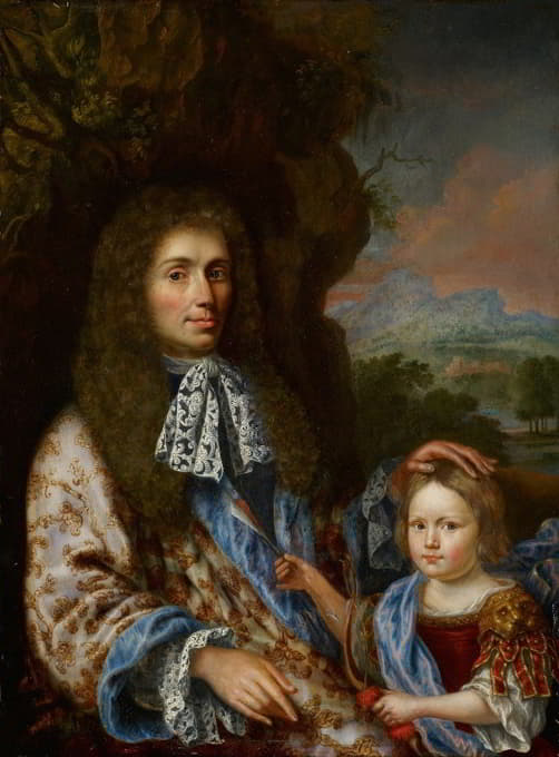 Pieter Leermans - Portrait of a Noble Man with his Little Son
