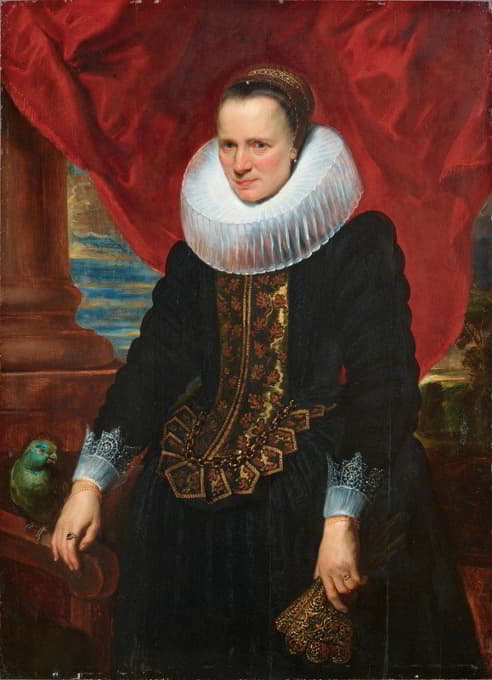 Anthony van Dyck - Portrait Of A Noblewoman With A Parrot