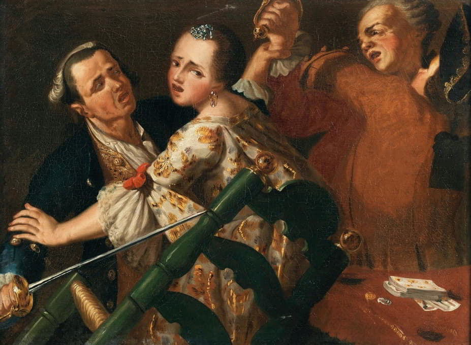 Neapolitan School - A Fight During A Card Game