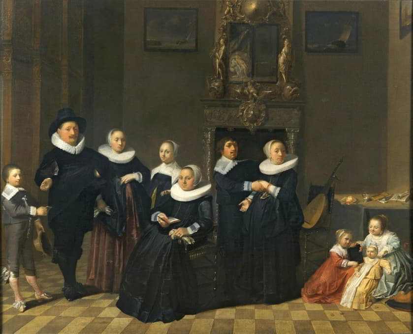 School of Haarlem - Portrait Of A Family In An Elegant Interior